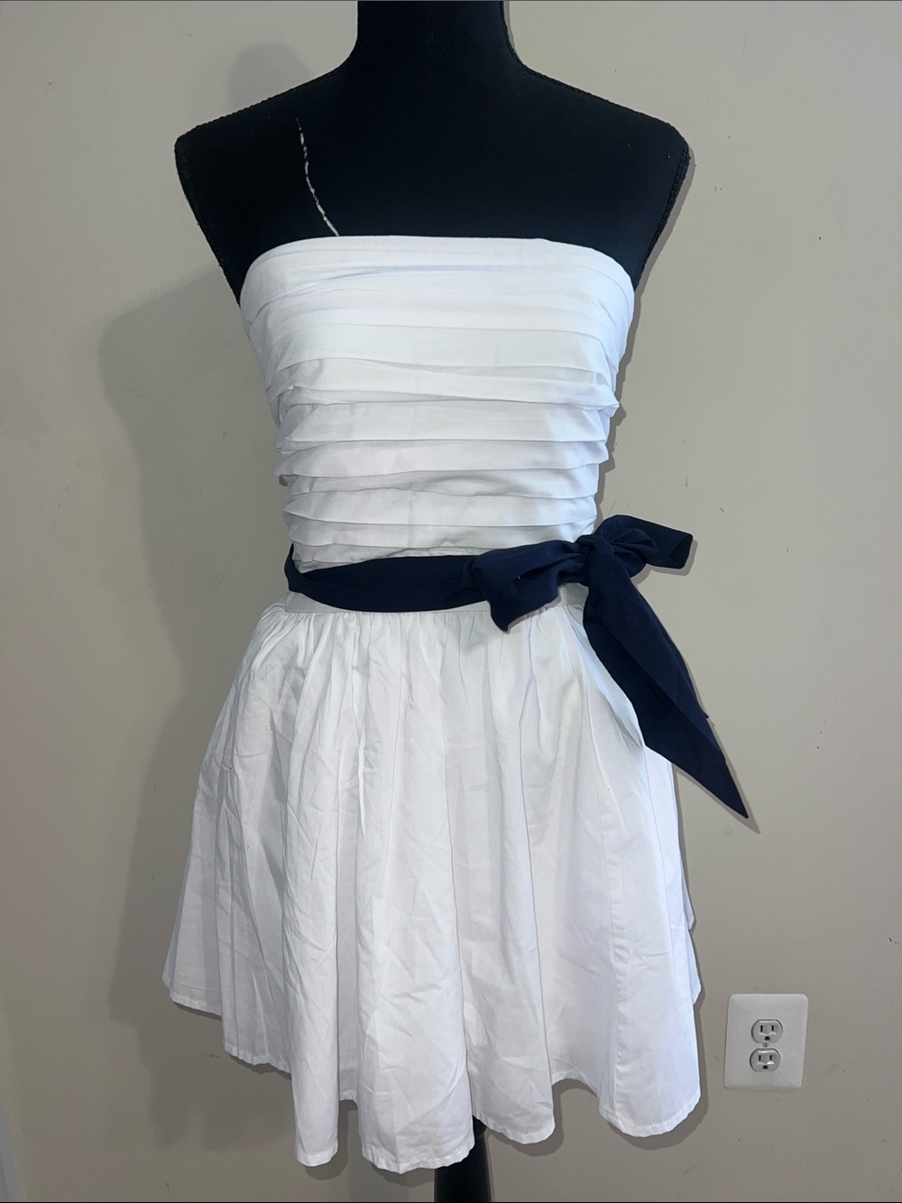 Hollister Strapless White Mini Belted Dress